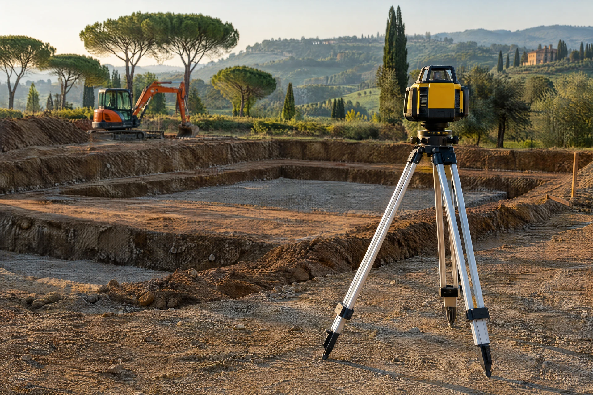 Scena illustrativa: scavo rettangolare di fondazione con fondo e pareti definiti