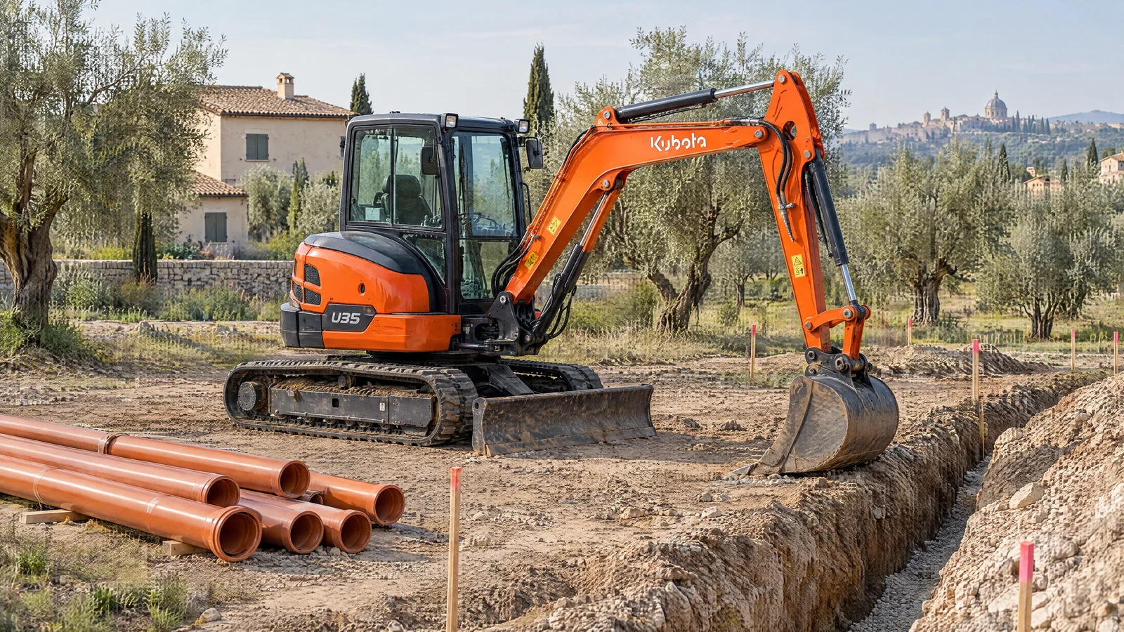 Scena illustrativa: preparazione degli scavi e controllo delle quote